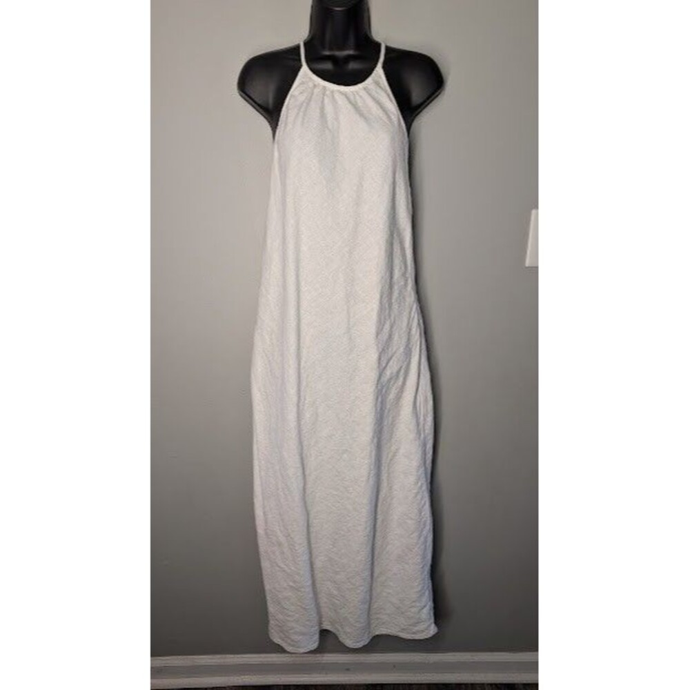 J Crew Long White Linen midi Dress Spaghetti Strap vacation resort beach 6